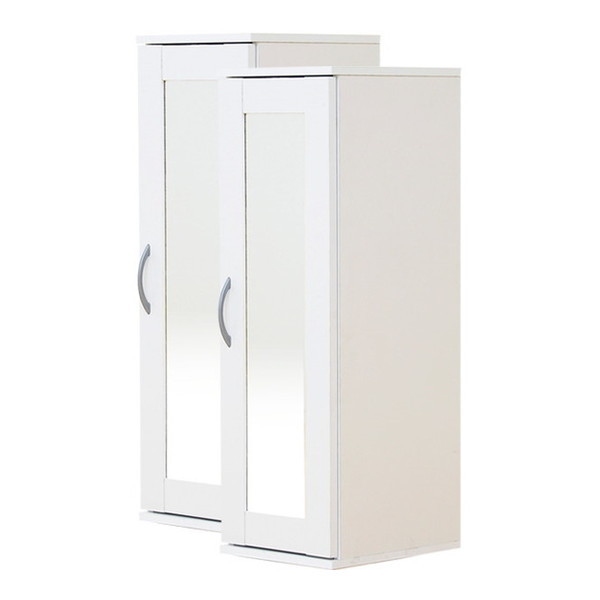 ホームテイスト ETS-9030-SET ミラー付きコンパクトシューズラック(2個セット)【-Refre-リフレ】(下駄箱シューズボックス) ホワイト メーカー直送