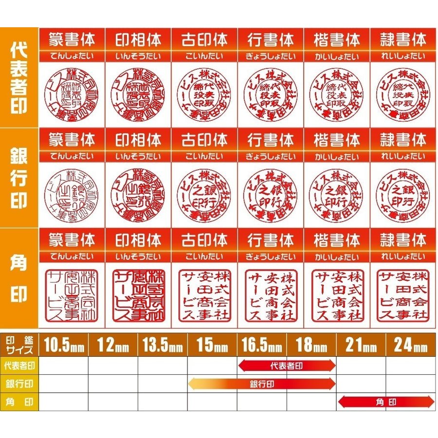 法人銀行印16.5ｍｍ（寸胴）代表印18ｍｍ（天丸）角印21ｍｍ　　印鑑　印鑑ケース付