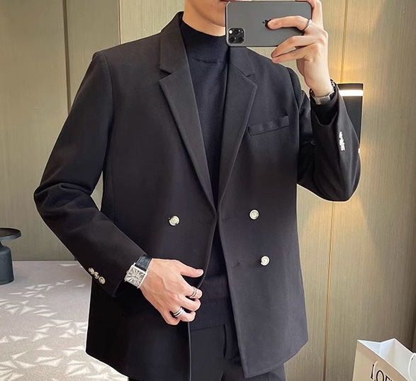 メンズ 男性用 二点セット 上下セット ツーピース ジャケット パンツ スーツ ウール 9分丈 アンクル丈 フルレングス 長袖 襟付き スーツカラー ポケット 前開き ボタン 厚手 上品 おしゃれ