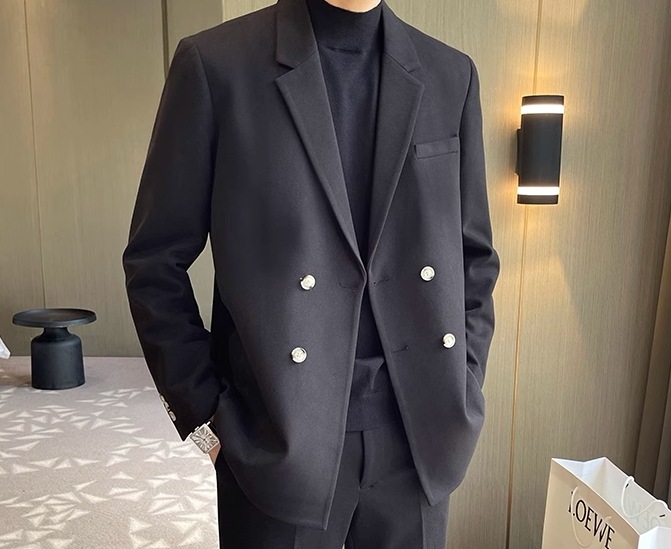 メンズ 男性用 二点セット 上下セット ツーピース ジャケット パンツ スーツ ウール 9分丈 アンクル丈 フルレングス 長袖 襟付き スーツカラー ポケット 前開き ボタン 厚手 上品 おしゃれ