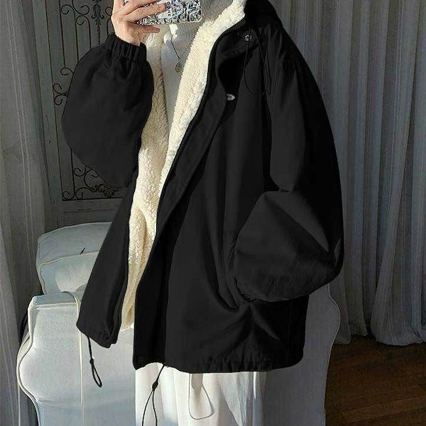 Qoo10] 男女兼用激暖ブルゾン ボアジャケット 裏