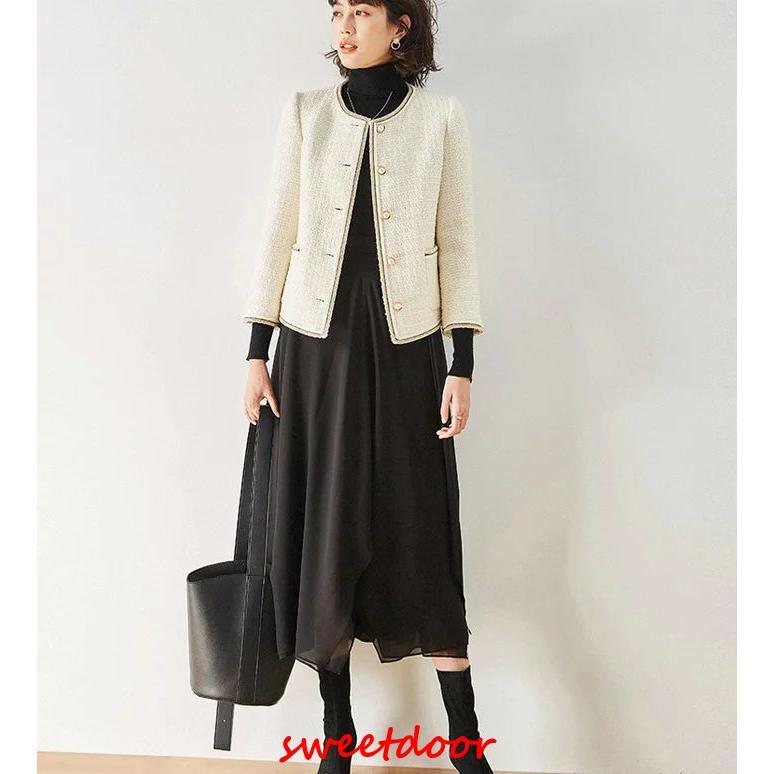 高品質S M Lツイエロードノーカラー 七五三 お宮参り 結婚式 服装 母親(ママ)用 通勤 ビジネス 春 ツイエロード ウール混 春服 ラメ ジャ 高品質S M Lツイエロードノーカラー 七五三 お宮参り 結婚式 服装 母親(ママ)用 通勤 ビジネス 春 ツイエロード ウール混 春服 ラメ ジャ