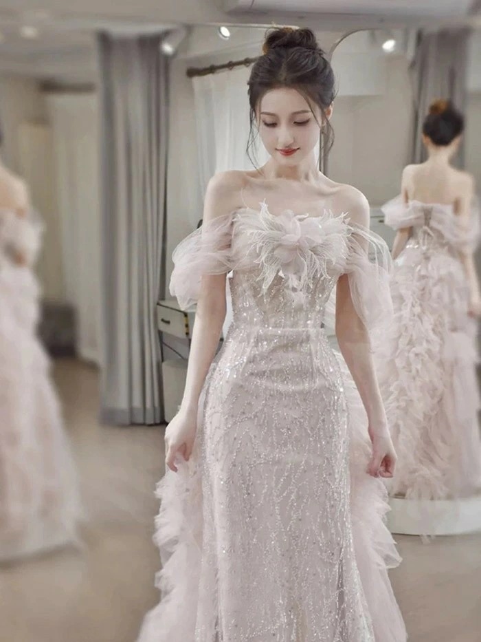 ドレス オフショルダー マーメイドライン 大人 ピアノ 発表会 ロングドレス 演奏会 演奏会用ドレス ピアノ発表会 結婚式 高校生 パーティードレス 大きいサイズ コンクール イブニングドレス ロング