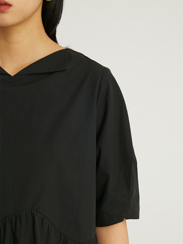 オモント エッグタルト ホーム レトロ アシンメトリー ラペル 半袖 ブラック ドレス レディース ミディアムロング コットン スカート 夏 オモント エッグタルト ホーム レトロ アシンメトリー ラペル 半袖 ブラック ドレス レディース ミディアムロング コットン スカート 夏