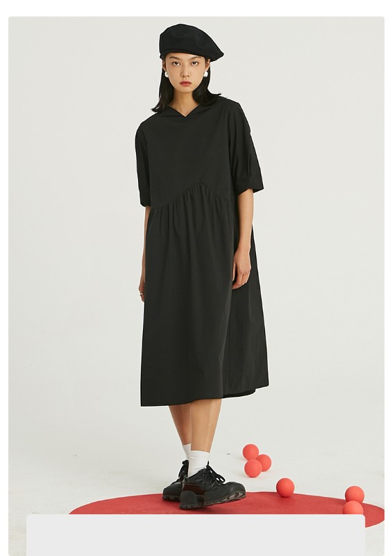 オモント エッグタルト ホーム レトロ アシンメトリー ラペル 半袖 ブラック ドレス レディース ミディアムロング コットン スカート 夏 オモント エッグタルト ホーム レトロ アシンメトリー ラペル 半袖 ブラック ドレス レディース ミディアムロング コットン スカート 夏