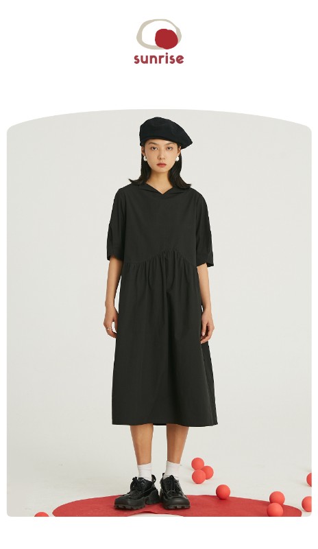 オモント エッグタルト ホーム レトロ アシンメトリー ラペル 半袖 ブラック ドレス レディース ミディアムロング コットン スカート 夏 オモント エッグタルト ホーム レトロ アシンメトリー ラペル 半袖 ブラック ドレス レディース ミディアムロング コットン スカート 夏