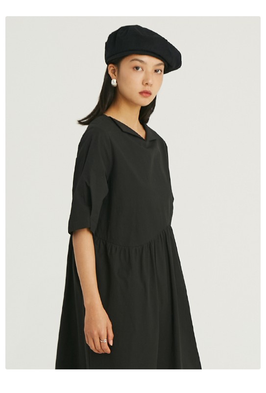 オモント エッグタルト ホーム レトロ アシンメトリー ラペル 半袖 ブラック ドレス レディース ミディアムロング コットン スカート 夏 オモント エッグタルト ホーム レトロ アシンメトリー ラペル 半袖 ブラック ドレス レディース ミディアムロング コットン スカート 夏