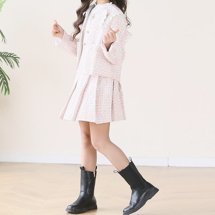 コストパフォーマンス小学生 女の子 入学式 入園式 卒業式 卒園式 発表会 参観日 音楽会 結婚式 フォーマル 長袖 子ども 子供服 キッズ ジュニア インナートップス ビッグカラー ツイードジャケッ