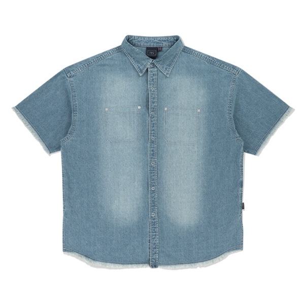 【ROMANTIC CROWN】 WASHED DENIM HALF SHIRT 【ROMANTIC CROWN】 WASHED DENIM HALF SHIRT