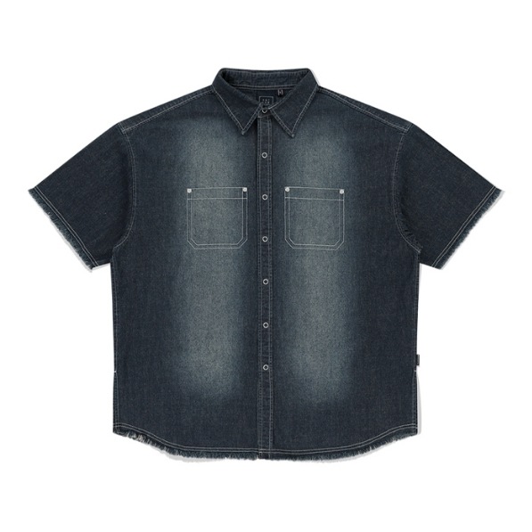 【ROMANTIC CROWN】 WASHED DENIM HALF SHIRT 【ROMANTIC CROWN】 WASHED DENIM HALF SHIRT