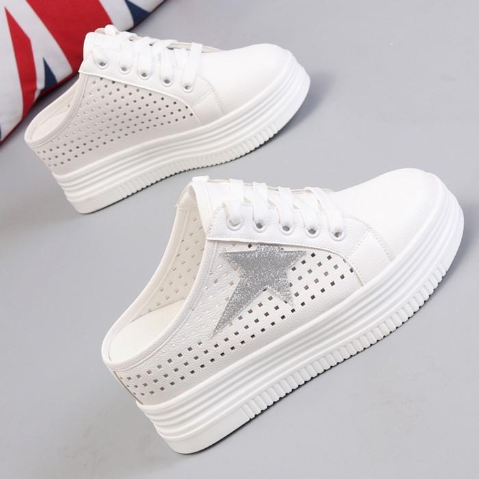 スニーカー サンダル レディース 厚底 通気性 透け感 星 メッシュ シースルー つっかけ フラット ヒール8cm かかとなし 靴 美脚 シルバー 虹色 22.025.0 スニーカー サンダル レディース 厚底 通気性 透け感 星 メッシュ シースルー つっかけ フラット ヒール8cm かかとなし 靴 美脚 シルバー 虹色 22.025.0