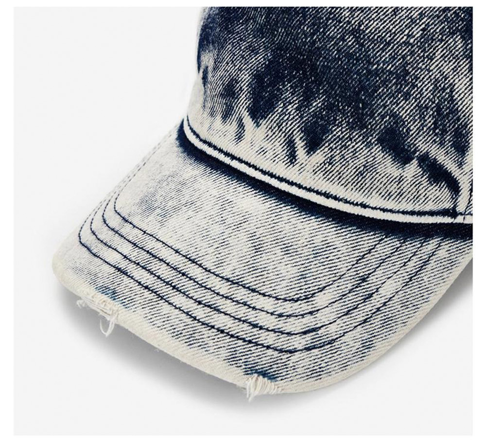 韓国 帽子 深め 小顔効果 顔が見えづらい 紫外線対策 レディース[VA Stud Bleach Washing Denim Ball Cap 1406 1407]