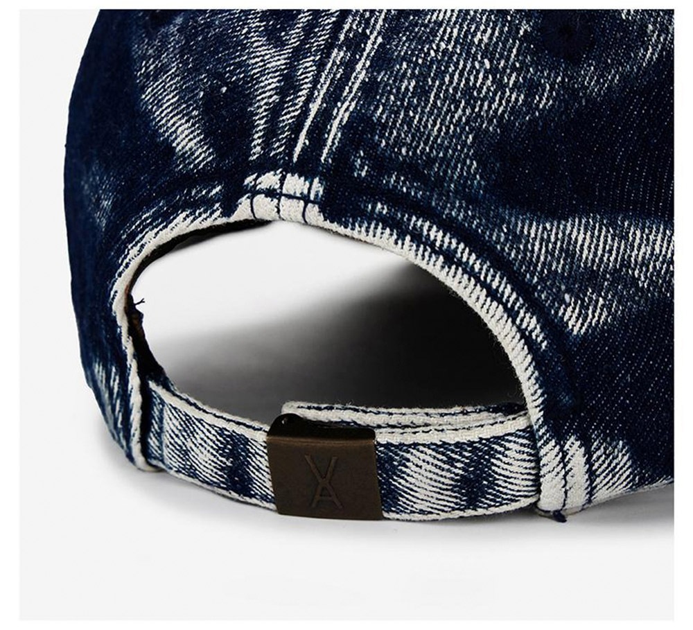 韓国 帽子 深め 小顔効果 顔が見えづらい 紫外線対策 レディース[VA Stud Bleach Washing Denim Ball Cap 1406 1407]