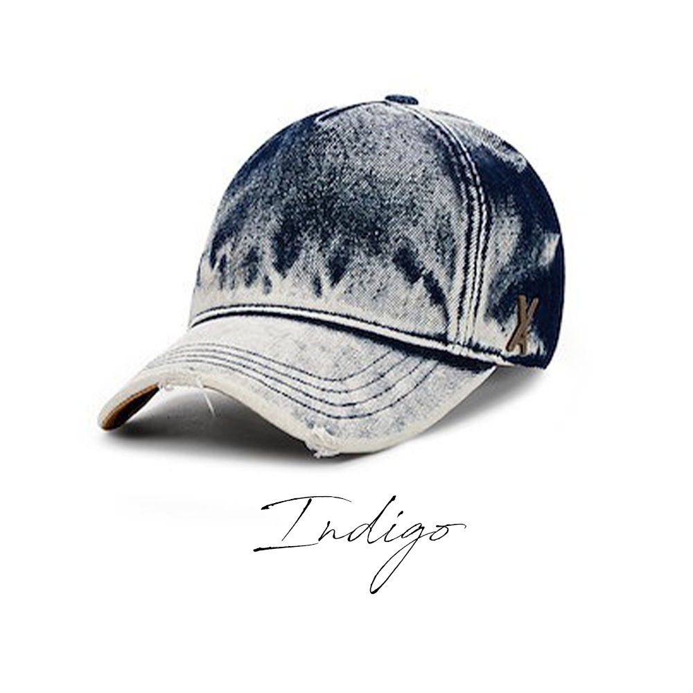 韓国 帽子 深め 小顔効果 顔が見えづらい 紫外線対策 レディース[VA Stud Bleach Washing Denim Ball Cap 1406 1407]