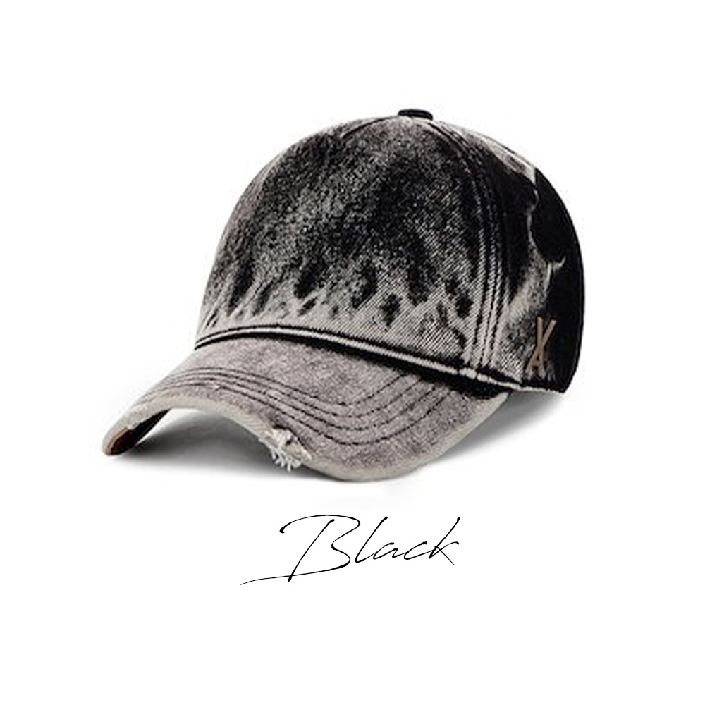 韓国 帽子 深め 小顔効果 顔が見えづらい 紫外線対策 レディース[VA Stud Bleach Washing Denim Ball Cap 1406 1407]