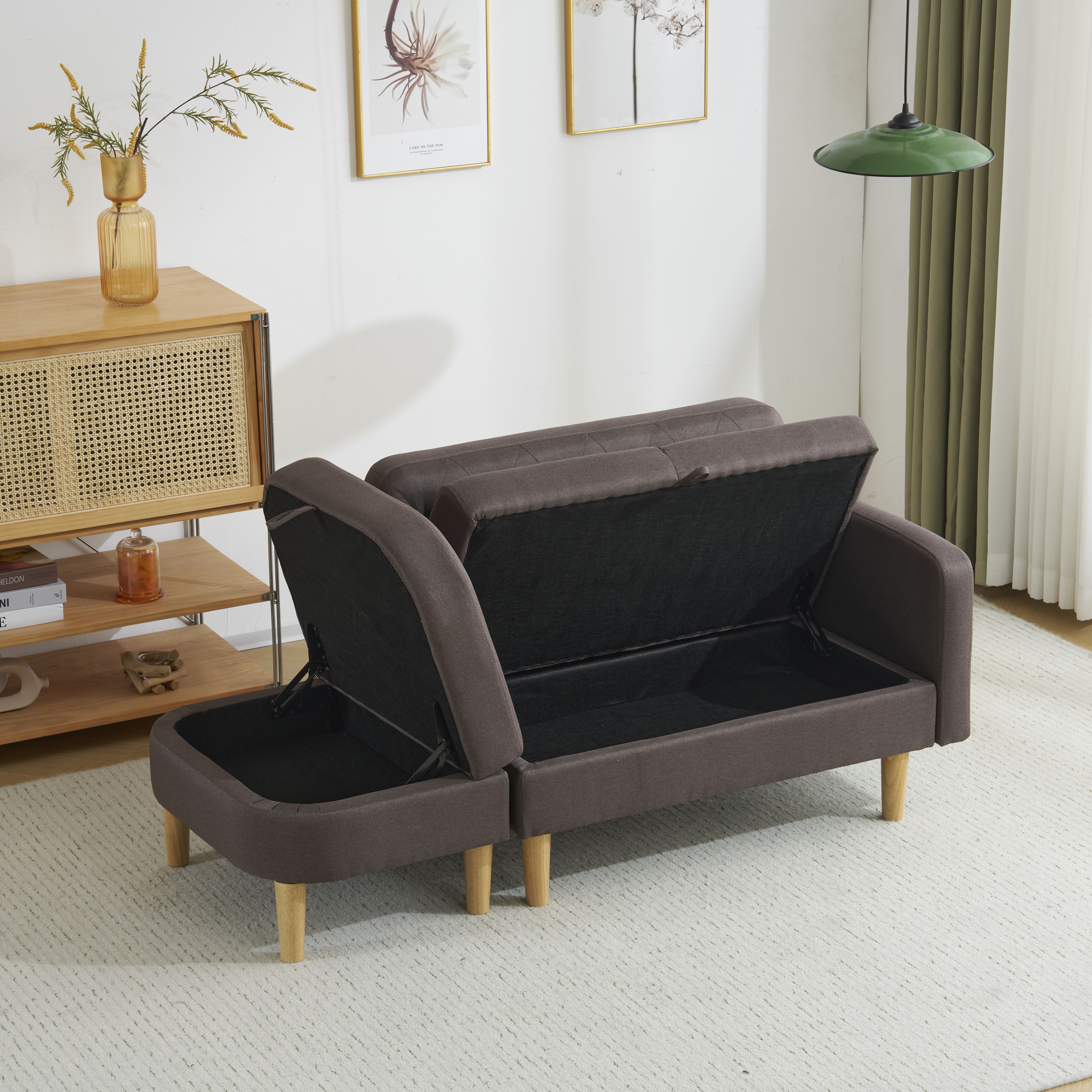 ソファ 2-3人掛け カウチソファ 収納機能 オットマン レイアウト