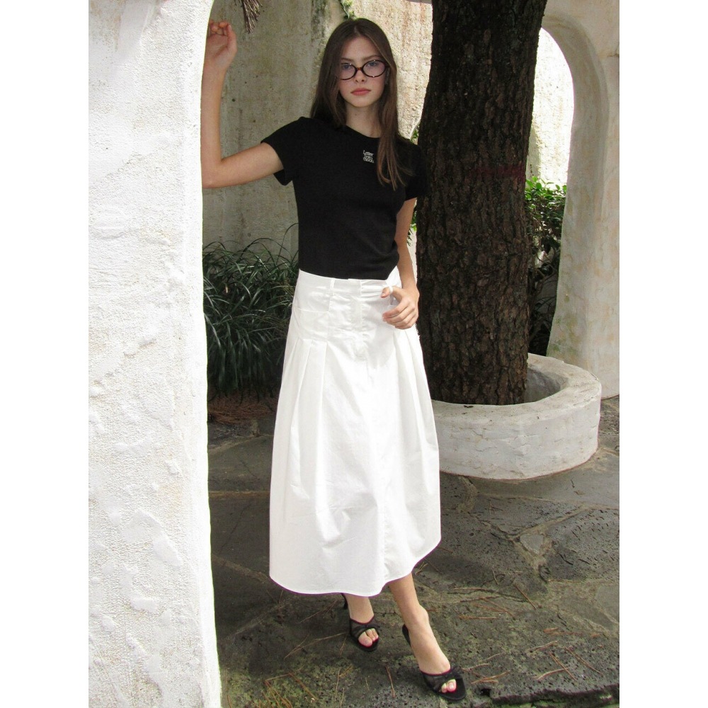 レターフロムムーンブルームトリプルピントックロングスカート (2色)