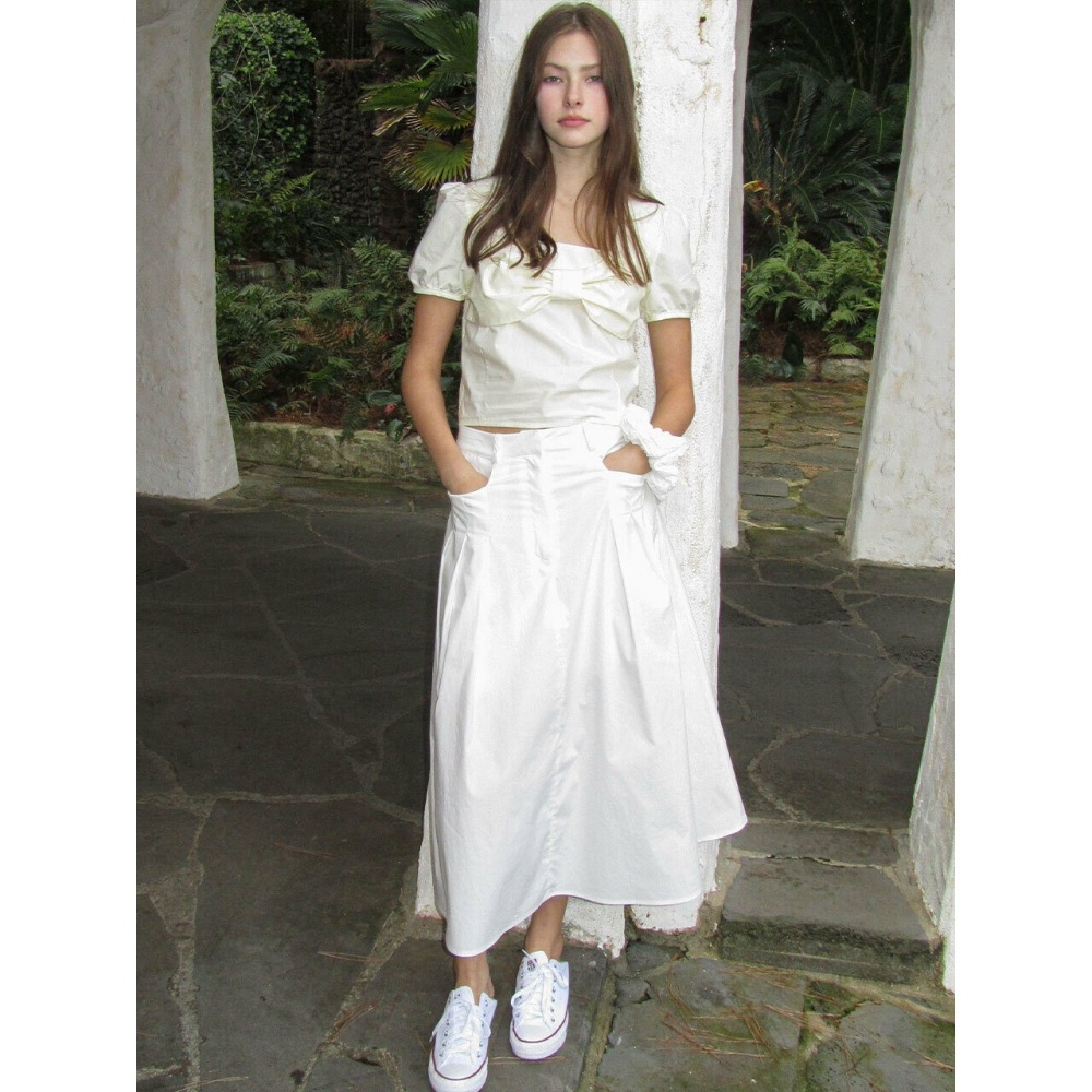 レターフロムムーンブルームトリプルピントックロングスカート (2色)