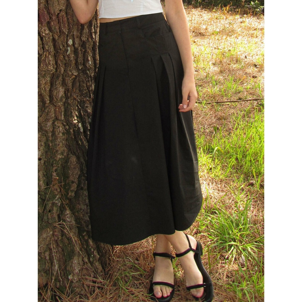 レターフロムムーンブルームトリプルピントックロングスカート (2色)