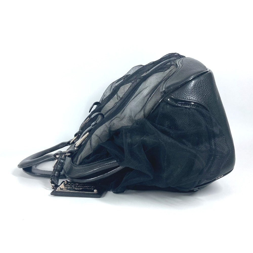 DOLCE&GABBANA ドルガバ ハンドバッグ ロゴ メッシュ ポーチ付き カバン トートバッグ レザー ブラック