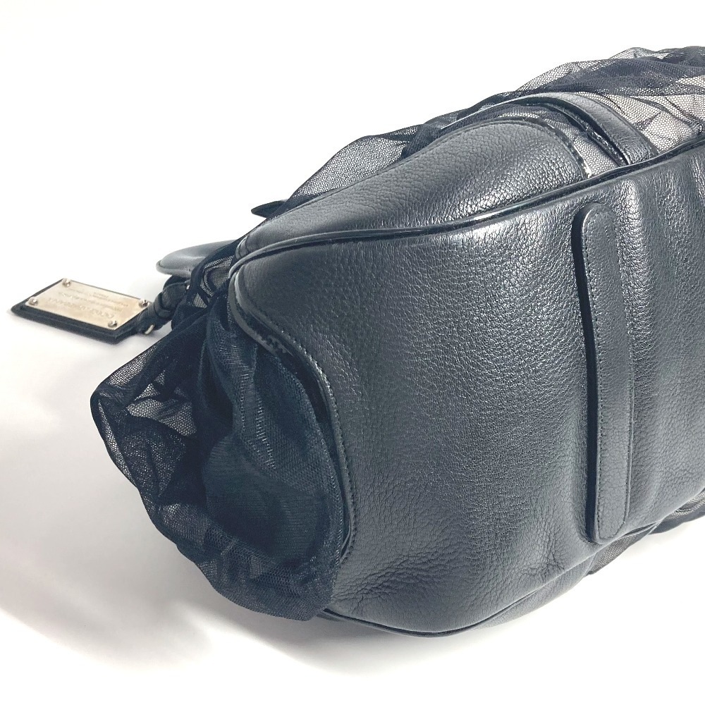 DOLCE&GABBANA ドルガバ ハンドバッグ ロゴ メッシュ ポーチ付き カバン トートバッグ レザー ブラック