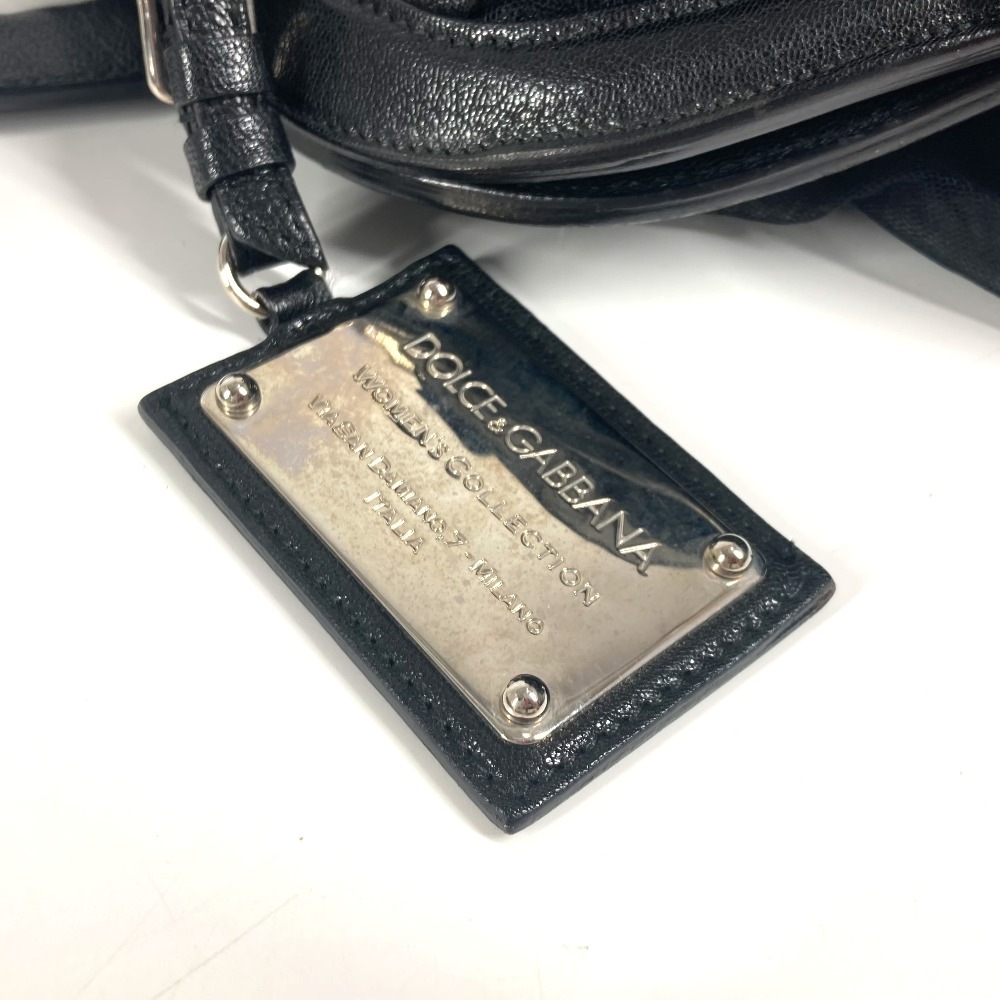 DOLCE&GABBANA ドルガバ ハンドバッグ ロゴ メッシュ ポーチ付き カバン トートバッグ レザー ブラック