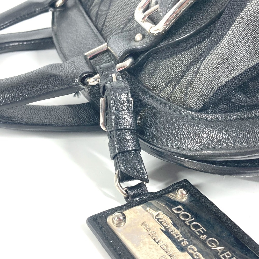 DOLCE&GABBANA ドルガバ ハンドバッグ ロゴ メッシュ ポーチ付き カバン トートバッグ レザー ブラック