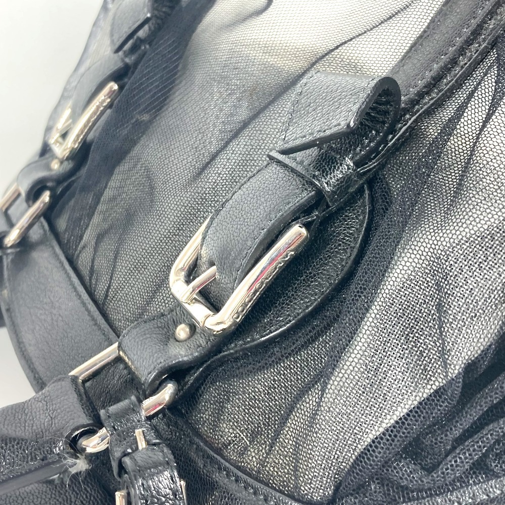 DOLCE&GABBANA ドルガバ ハンドバッグ ロゴ メッシュ ポーチ付き カバン トートバッグ レザー ブラック