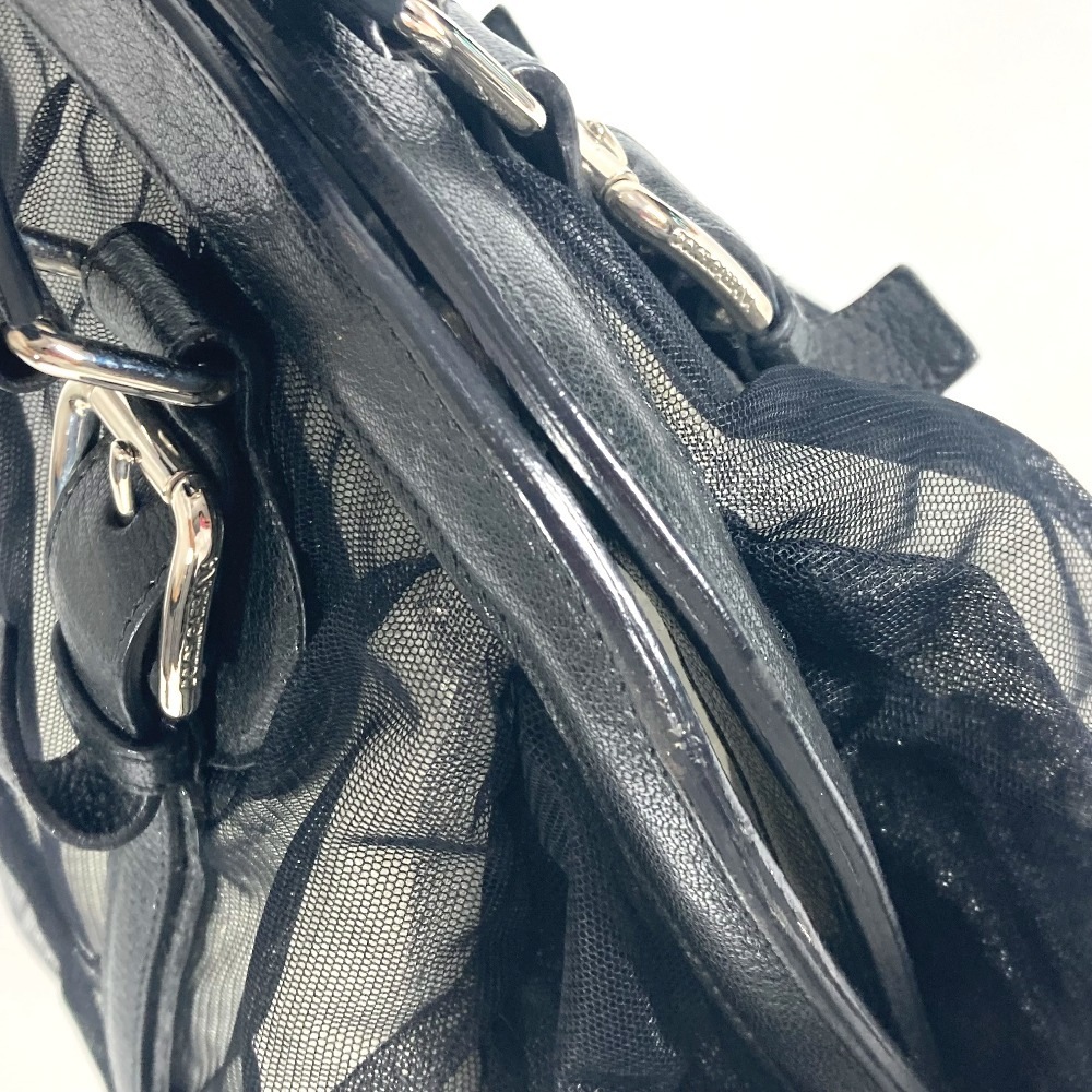 DOLCE&GABBANA ドルガバ ハンドバッグ ロゴ メッシュ ポーチ付き カバン トートバッグ レザー ブラック