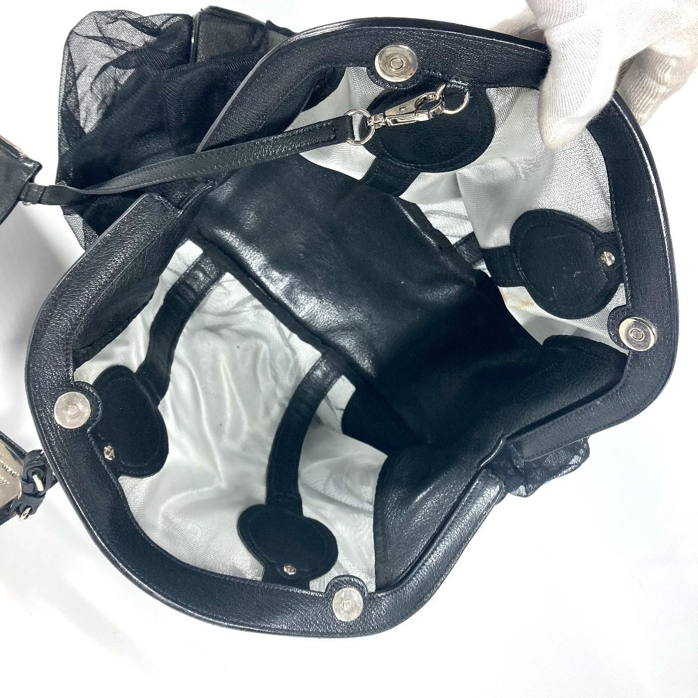 DOLCE&GABBANA ドルガバ ハンドバッグ ロゴ メッシュ ポーチ付き カバン トートバッグ レザー ブラック