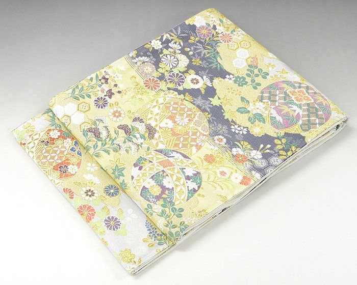 袋帯 新品 正絹 西陣 京洛苑たはら謹製 手毬吉祥四季花模様 袋帯 未仕立 g1442 袋帯 新品 正絹 西陣 京洛苑たはら謹製 手毬吉祥四季花模様 袋帯 未仕立 g1442