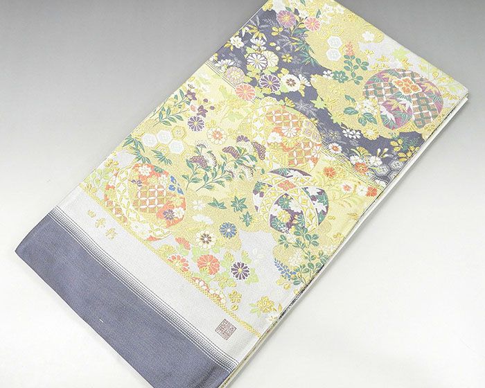 袋帯 新品 正絹 西陣 京洛苑たはら謹製 手毬吉祥四季花模様 袋帯 未仕立 g1442 袋帯 新品 正絹 西陣 京洛苑たはら謹製 手毬吉祥四季花模様 袋帯 未仕立 g1442