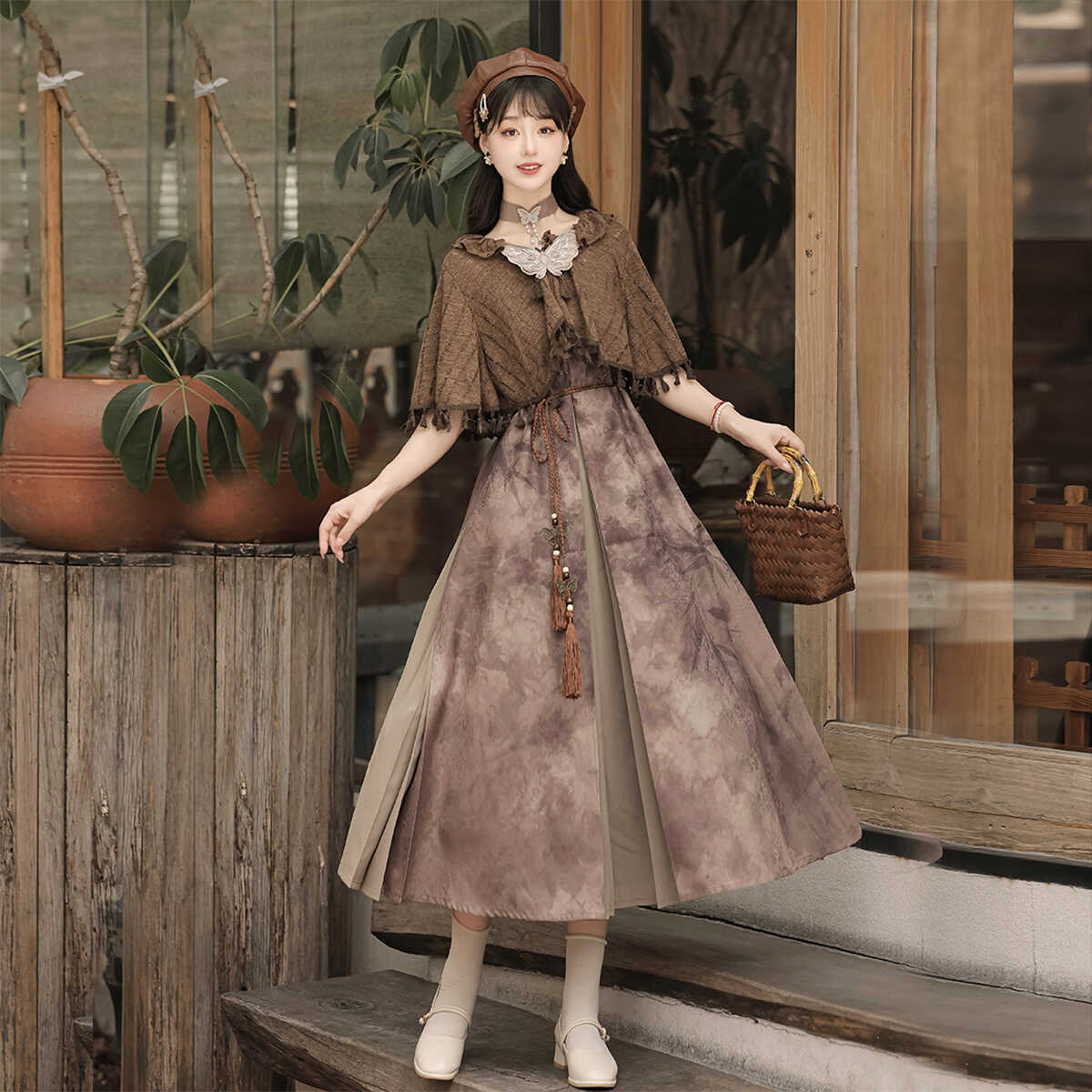 正規品枯蝶影新韓国cos要素ワンピースカーディガンストールセット女性秋 正規品枯蝶影新韓国cos要素ワンピースカーディガンストールセット女性秋