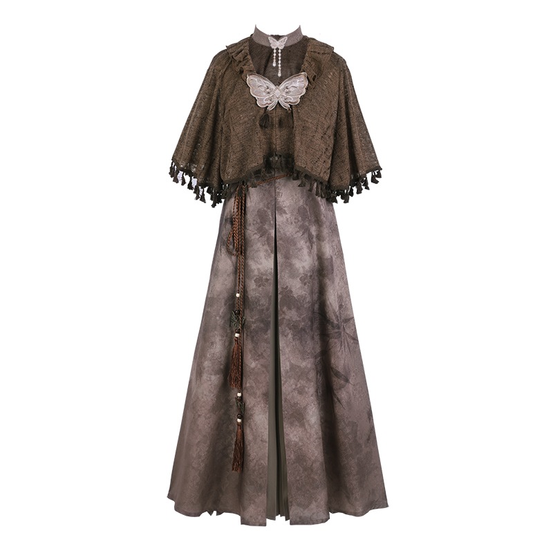 正規品枯蝶影新韓国cos要素ワンピースカーディガンストールセット女性秋 正規品枯蝶影新韓国cos要素ワンピースカーディガンストールセット女性秋