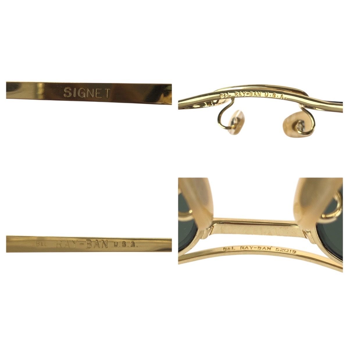 超美品 ヴィンテージ シグネット ボシュロム ヘリテージ ゴールド グリーン メタル B&L 5219 サングラス メガネ 男女兼用 レディース 602489_6