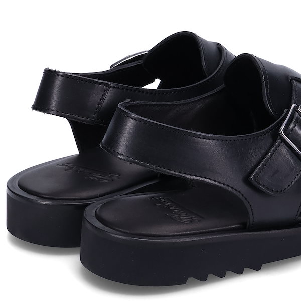 パラブーツストラップレザーサンダルヌメア黒