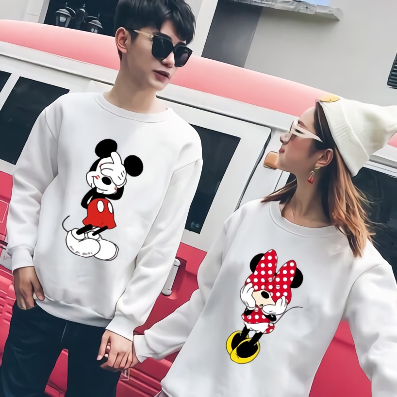 即日発送 新作ディズニー 爆売り ミッキー ミニーペアルックカップル長袖tシャツ