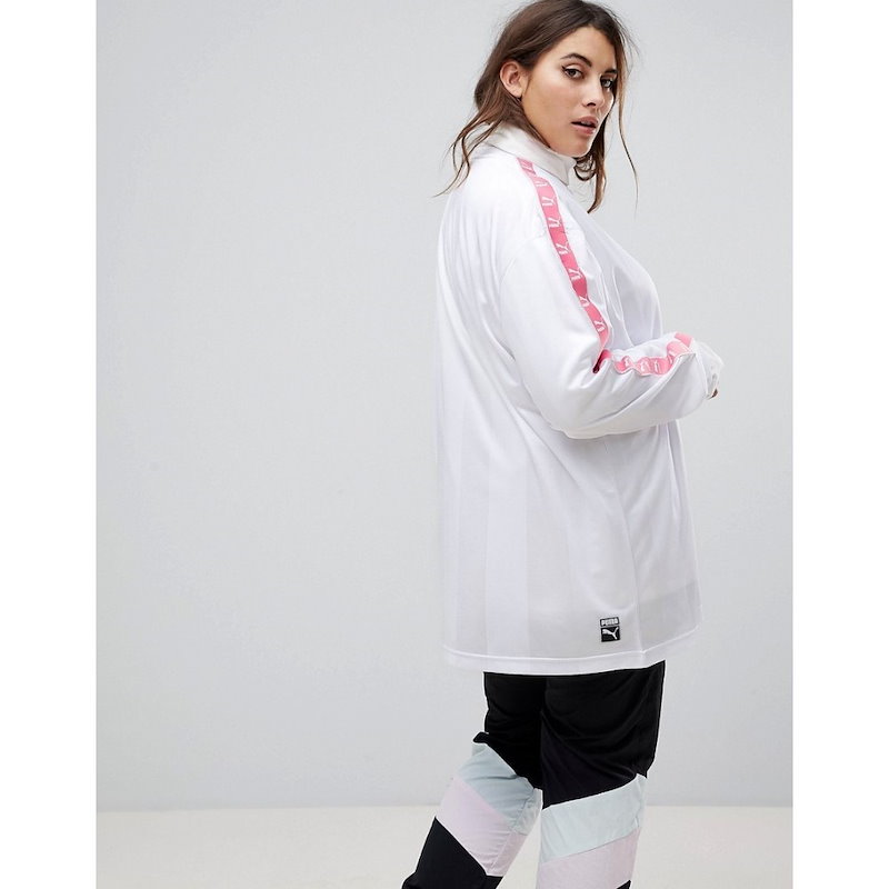 プーマ レディース トップス【Puma Exclusive To ASOS Plus Football Jersey In White With Pink Taping】White プーマ レディース トップス【Puma Exclusive To ASOS Plus Football Jersey In White With Pink Taping】White