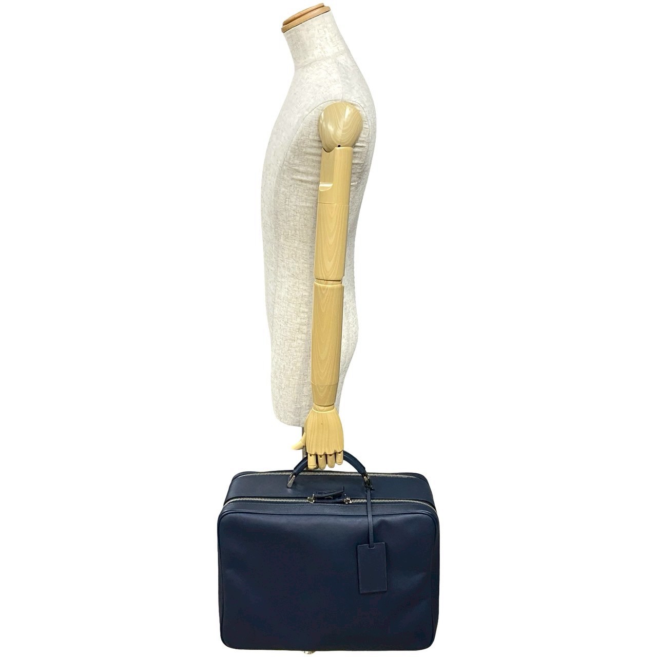 三角ロゴ 金具ボストンバッグ レザー ネイビー 08864 三角ロゴ 金具ボストンバッグ レザー ネイビー 08864