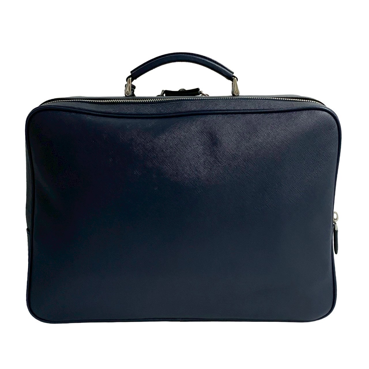 三角ロゴ 金具ボストンバッグ レザー ネイビー 08864 三角ロゴ 金具ボストンバッグ レザー ネイビー 08864