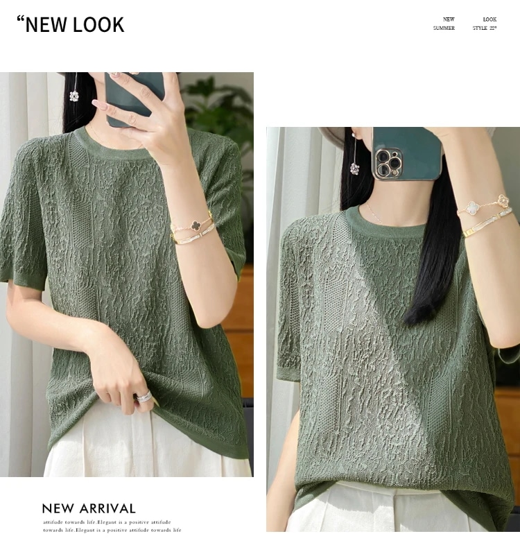納期3週間程：女性用半袖Tシャツ,シルクニット,ラウンドネック,ルーズ,ジャカードトップス,3Dレリーフ,特別オファー,2024 mdprevattcaulkingandwaterproofing.com