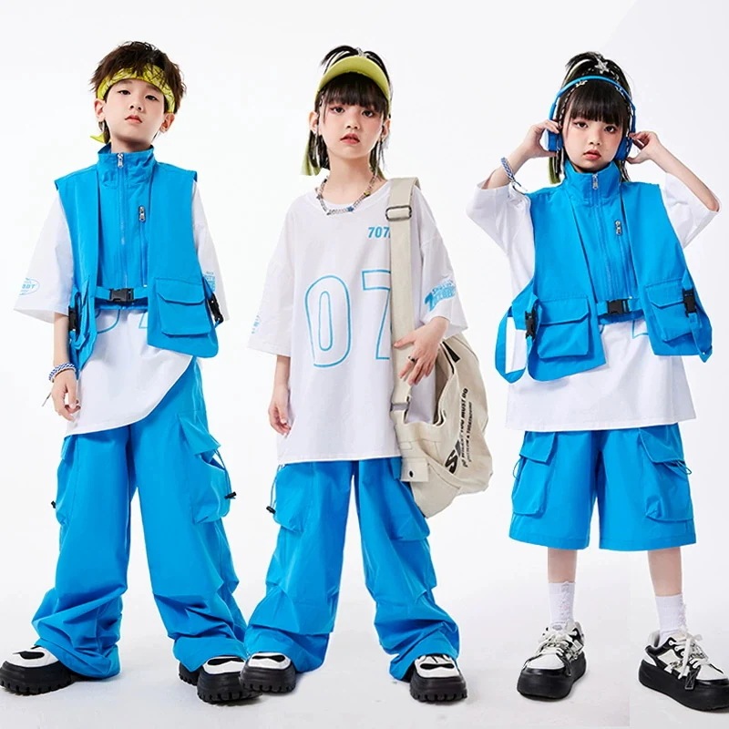 街のダンスの子供のファッション服の女の子のドーパミンのスーツのファッションブランドの夏の男の子のヒップホップダンスの公演服のhiphop馬甲