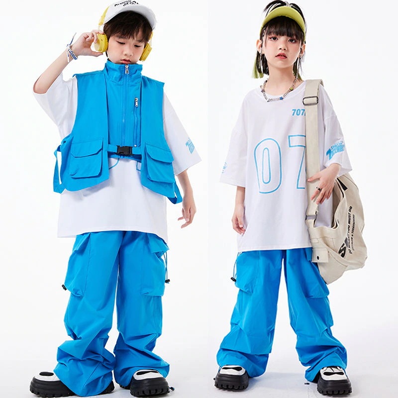 街のダンスの子供のファッション服の女の子のドーパミンのスーツのファッションブランドの夏の男の子のヒップホップダンスの公演服のhiphop馬甲