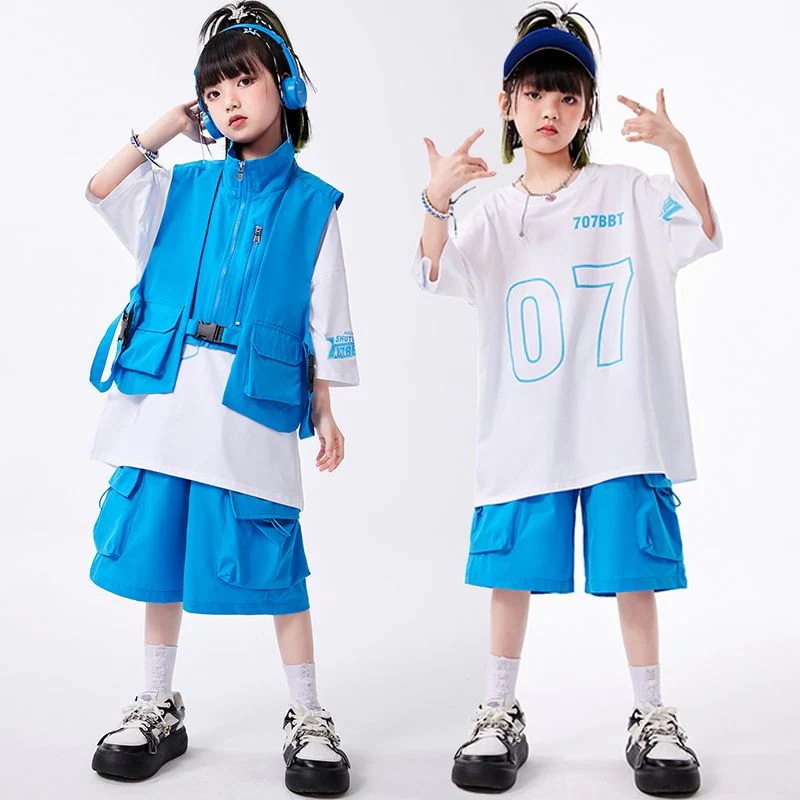 街のダンスの子供のファッション服の女の子のドーパミンのスーツのファッションブランドの夏の男の子のヒップホップダンスの公演服のhiphop馬甲
