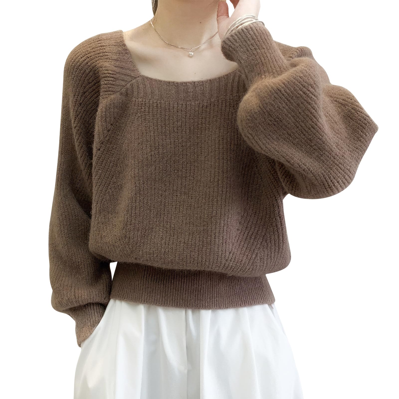 セーター レディース リブニット スクエアネック ボリューム袖 バルーン 長袖 ハイゲージ トップス ショート丈 薄手 長袖 ふんわり カジュアル シンプル おしゃれ 大人 かわいい デイリー 秋 冬 セーター レディース リブニット スクエアネック ボリューム袖 バルーン 長袖 ハイゲージ トップス ショート丈 薄手 長袖 ふんわり カジュアル シンプル おしゃれ 大人 かわいい デイリー 秋 冬