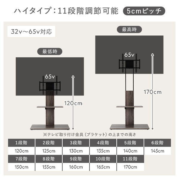 テレビスタンド 首固定タイプ ハイタイプ ブラック 32~65型対応 震度7試験クリア 頑丈設計 TVスタンド テレビ台 組立品 テレビスタンド 首固定タイプ ハイタイプ ブラック 32~65型対応 震度7試験クリア 頑丈設計 TVスタンド テレビ台 組立品