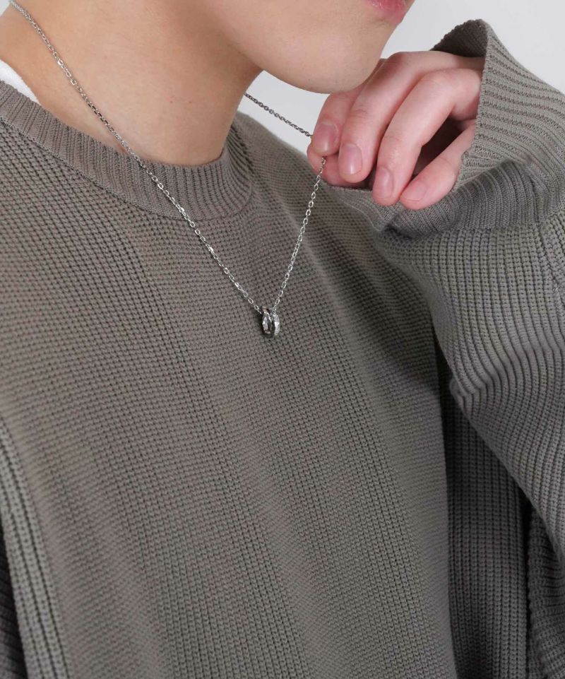 LH-1 タテガミ ダブルリングネックレス サージカルステンレス(シルバー) 03NE0215SV ステンレスネックレス チェーン45~50cm ペンダン LH-1 タテガミ ダブルリングネックレス サージカルステンレス(シルバー) 03NE0215SV ステンレスネックレス チェーン45~50cm ペンダン