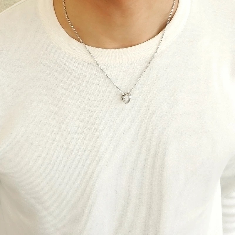 LH-1 タテガミ ダブルリングネックレス サージカルステンレス(シルバー) 03NE0215SV ステンレスネックレス チェーン45~50cm ペンダン LH-1 タテガミ ダブルリングネックレス サージカルステンレス(シルバー) 03NE0215SV ステンレスネックレス チェーン45~50cm ペンダン