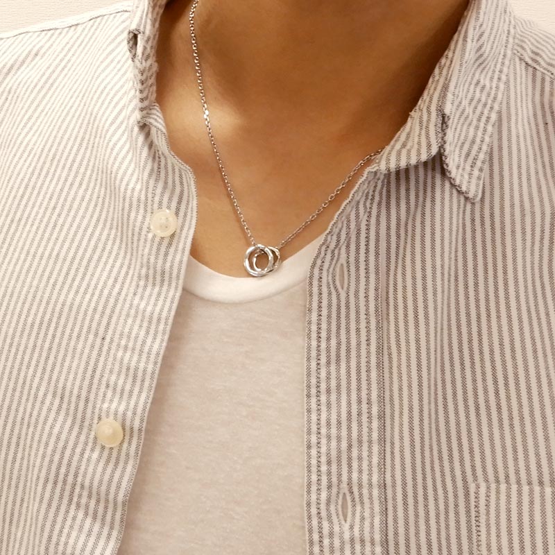 LH-1 タテガミ ダブルリングネックレス サージカルステンレス(シルバー) 03NE0215SV ステンレスネックレス チェーン45~50cm ペンダン LH-1 タテガミ ダブルリングネックレス サージカルステンレス(シルバー) 03NE0215SV ステンレスネックレス チェーン45~50cm ペンダン