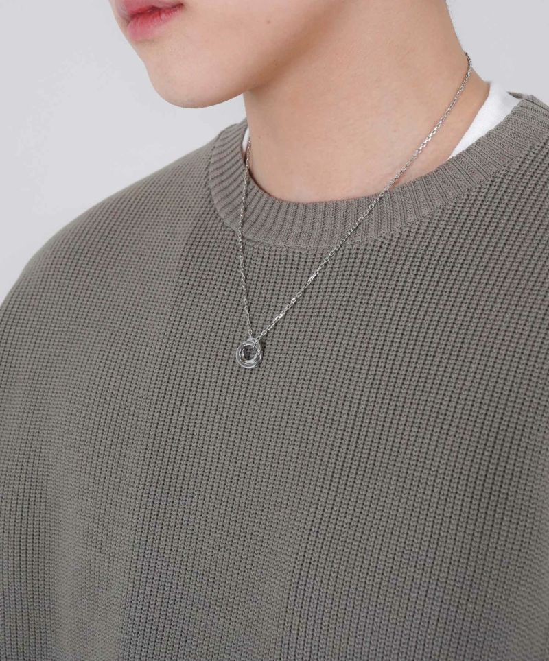 LH-1 タテガミ ダブルリングネックレス サージカルステンレス(シルバー) 03NE0215SV ステンレスネックレス チェーン45~50cm ペンダン LH-1 タテガミ ダブルリングネックレス サージカルステンレス(シルバー) 03NE0215SV ステンレスネックレス チェーン45~50cm ペンダン